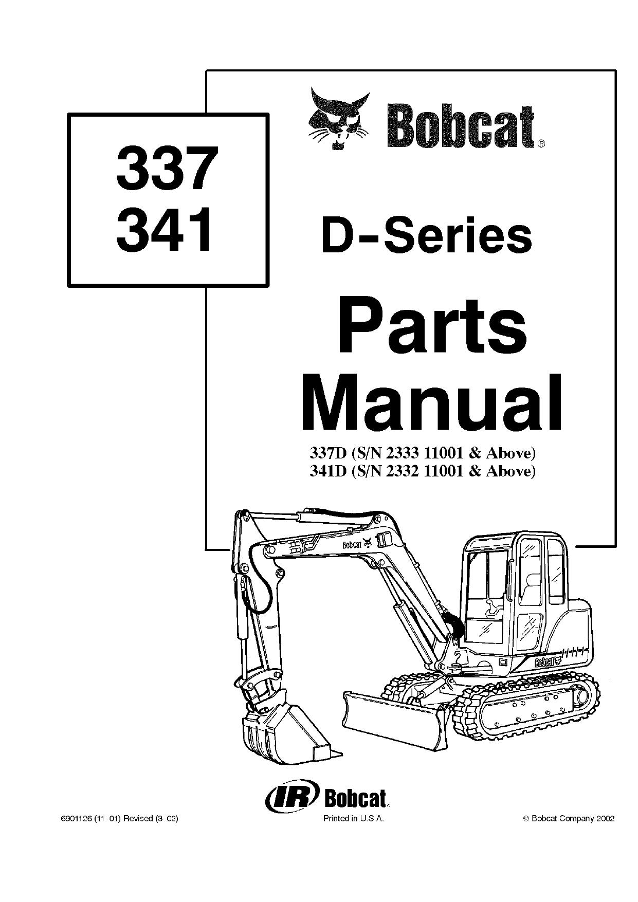 341 D Excavator parts manual Bobcat